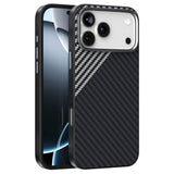iPhone 18 Pro / 17 Pro ABEEL Hybrid Case with Carbon Fiber Texture - MagSafe Compatible - Black / Silver