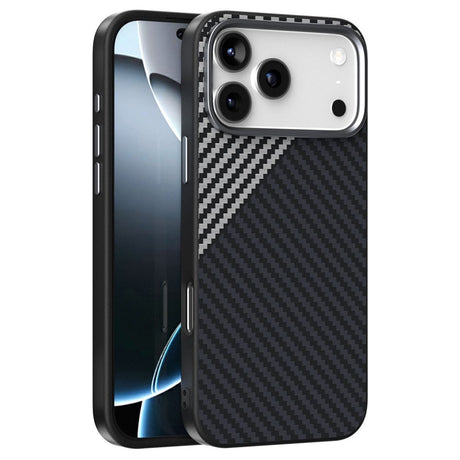 iPhone 18 Pro / 17 Pro ABEEL Hybrid Case with Carbon Fiber Texture - MagSafe Compatible - Black / Silver
