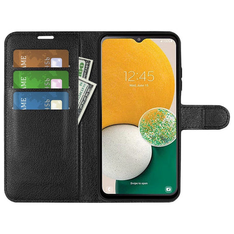 Samsung Galaxy A14 (5G) PU Litchi Leather Wallet Case - Black