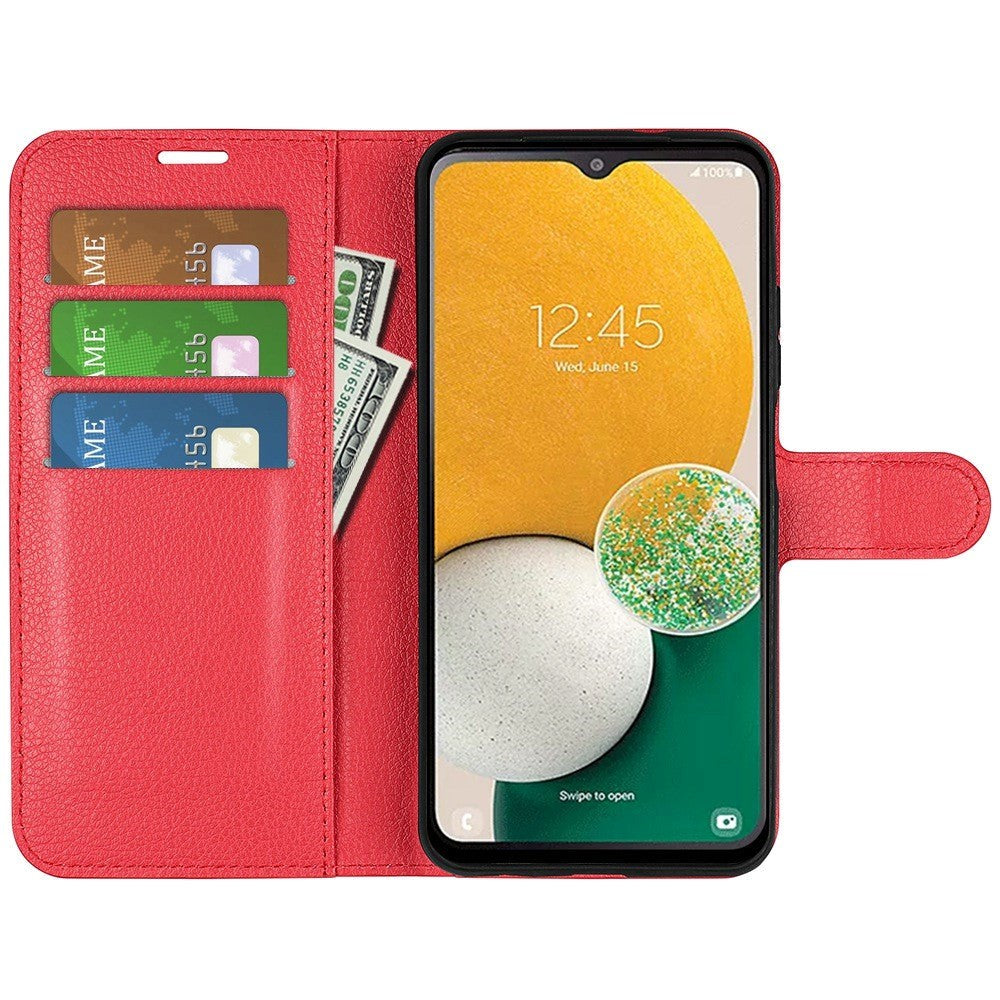 Samsung Galaxy A14 (5G) PU Litchi Leather Wallet Case - Red