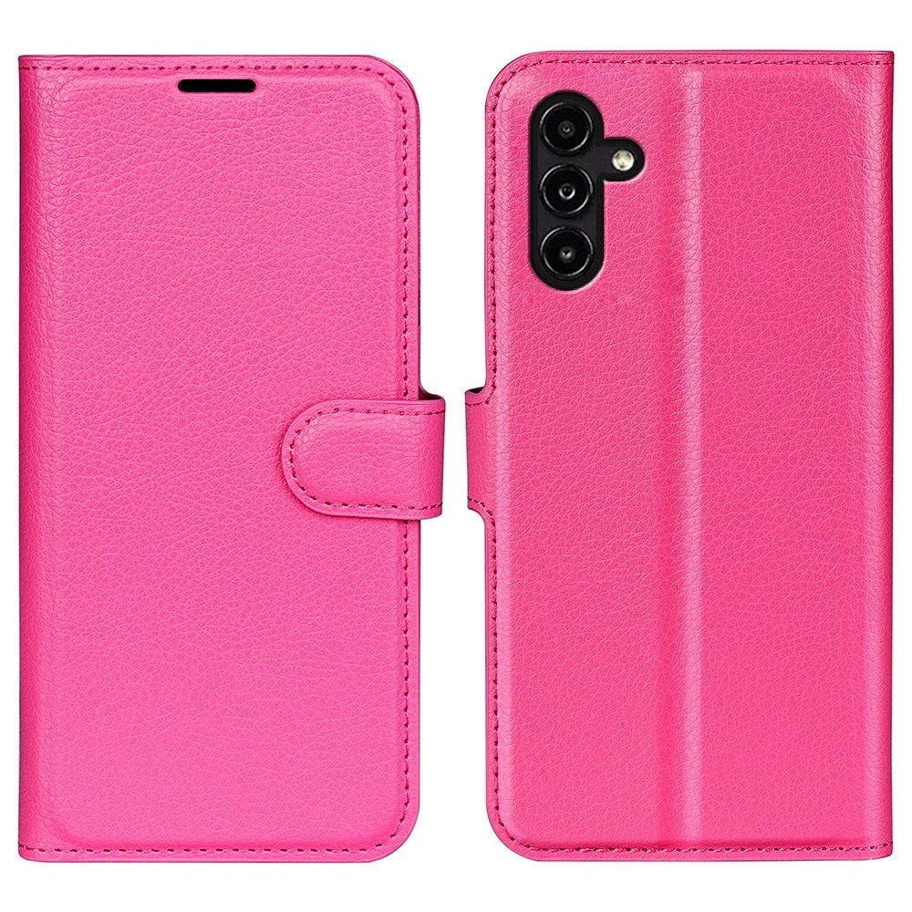 Samsung Galaxy A14 (5G) PU Litchi Leather Wallet Case - Dark Pink