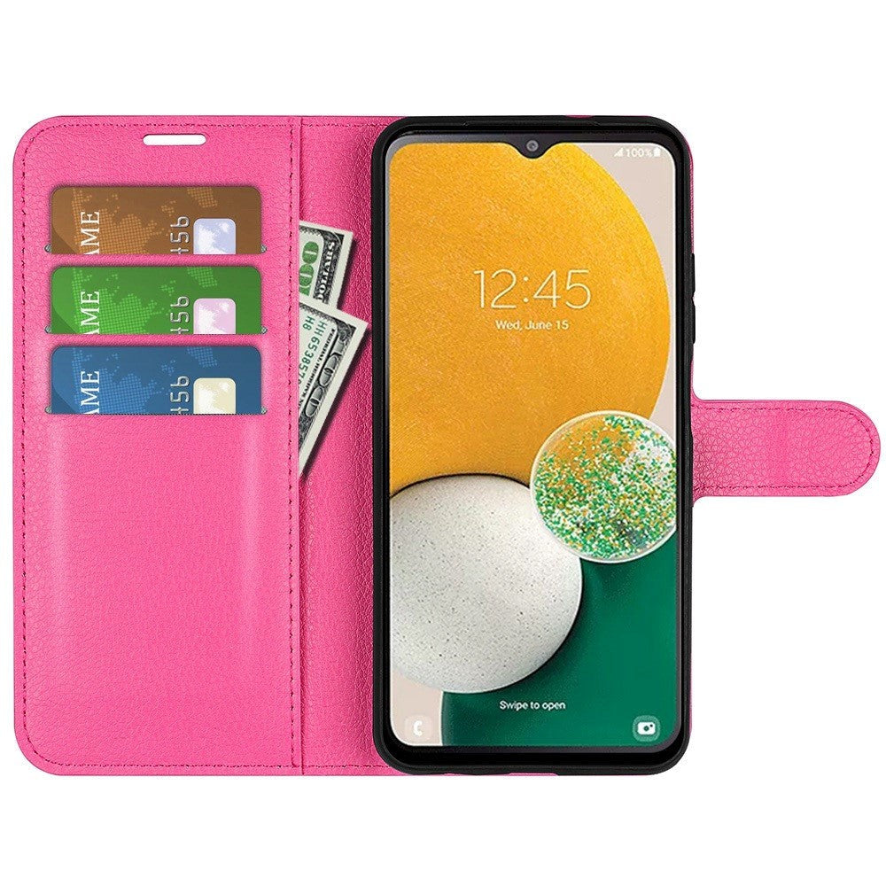 Samsung Galaxy A14 (5G) PU Litchi Leather Wallet Case - Dark Pink