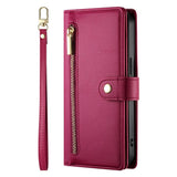 EIDERWOOD iPhone Air Flip Case with Card Holder / Zipper Pocket / Strap - Red