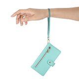 EIDERWOOD iPhone Air Flip Case with Card Holder / Zipper Pocket / Strap - Turquoise