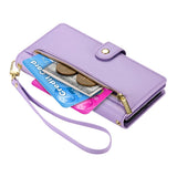 EIDERWOOD iPhone Air Flip Case with Card Holder / Zipper Pocket / Strap - Purple