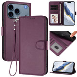 iPhone 18 Pro Max / 17 Pro Max EIDERWOOD Faux Leather Flip Case with Strap - Purple