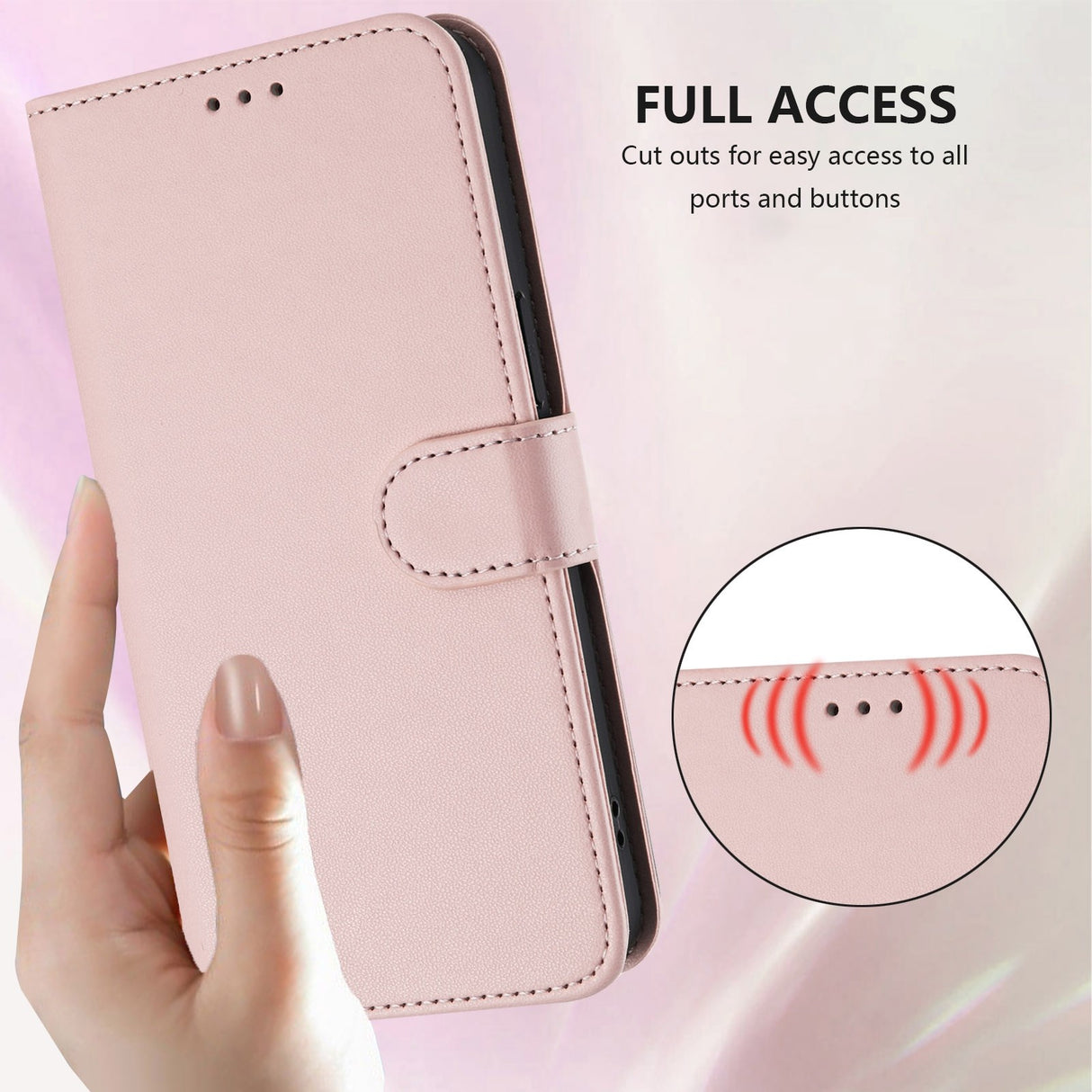 iPhone 18 Pro Max / 17 Pro Max EIDERWOOD Faux Leather Flip Case with Strap - Pink
