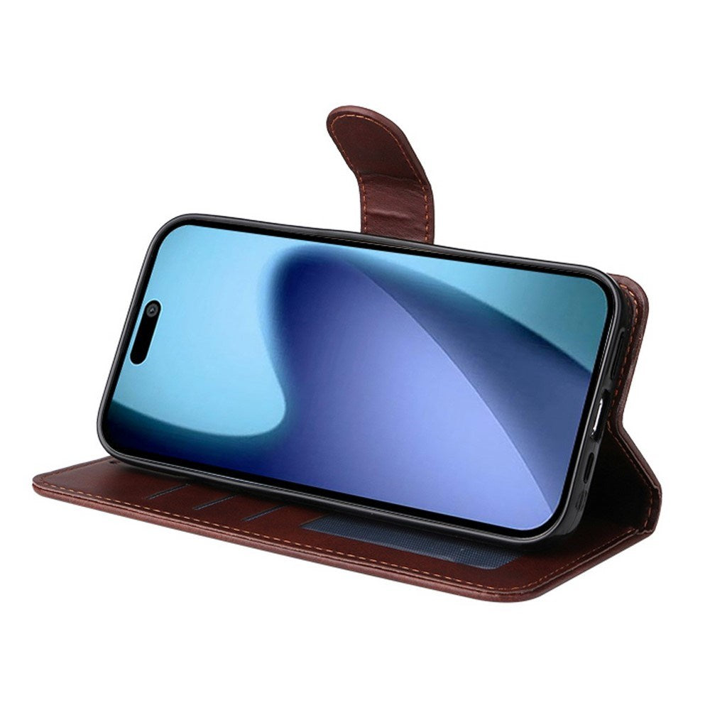 EIDERWOOD iPhone Air 2-in-1 Faux Leather Flip Case with Screen Protector Glass - Black