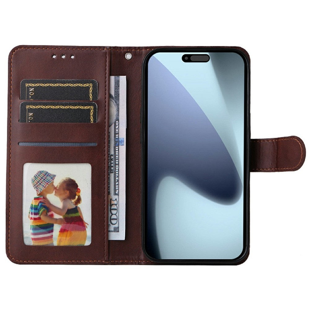 EIDERWOOD iPhone 17 Pro 2-in-1 Faux Leather Flip Case with Screen Protector Glass - Red