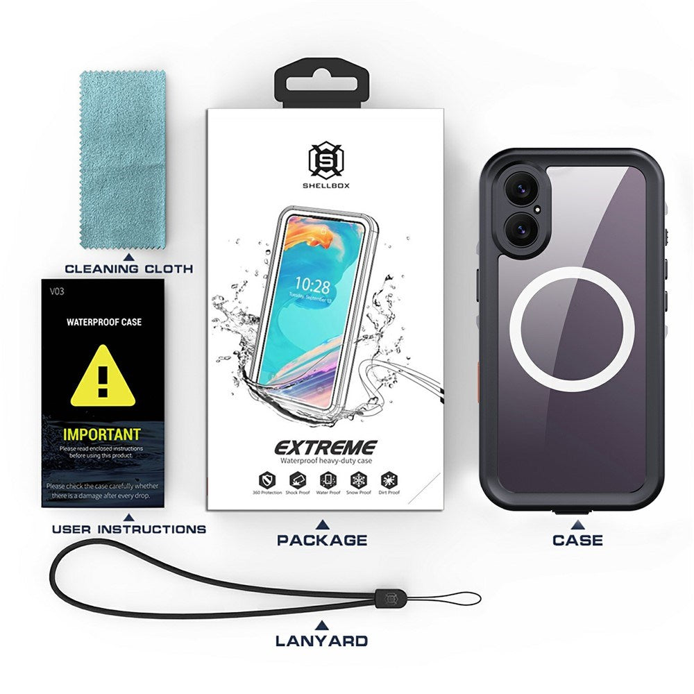 EIDERWOOD iPhone 17 Waterproof Craftsman Case with Screen Protector & Strap - MagSafe Compatible - Black