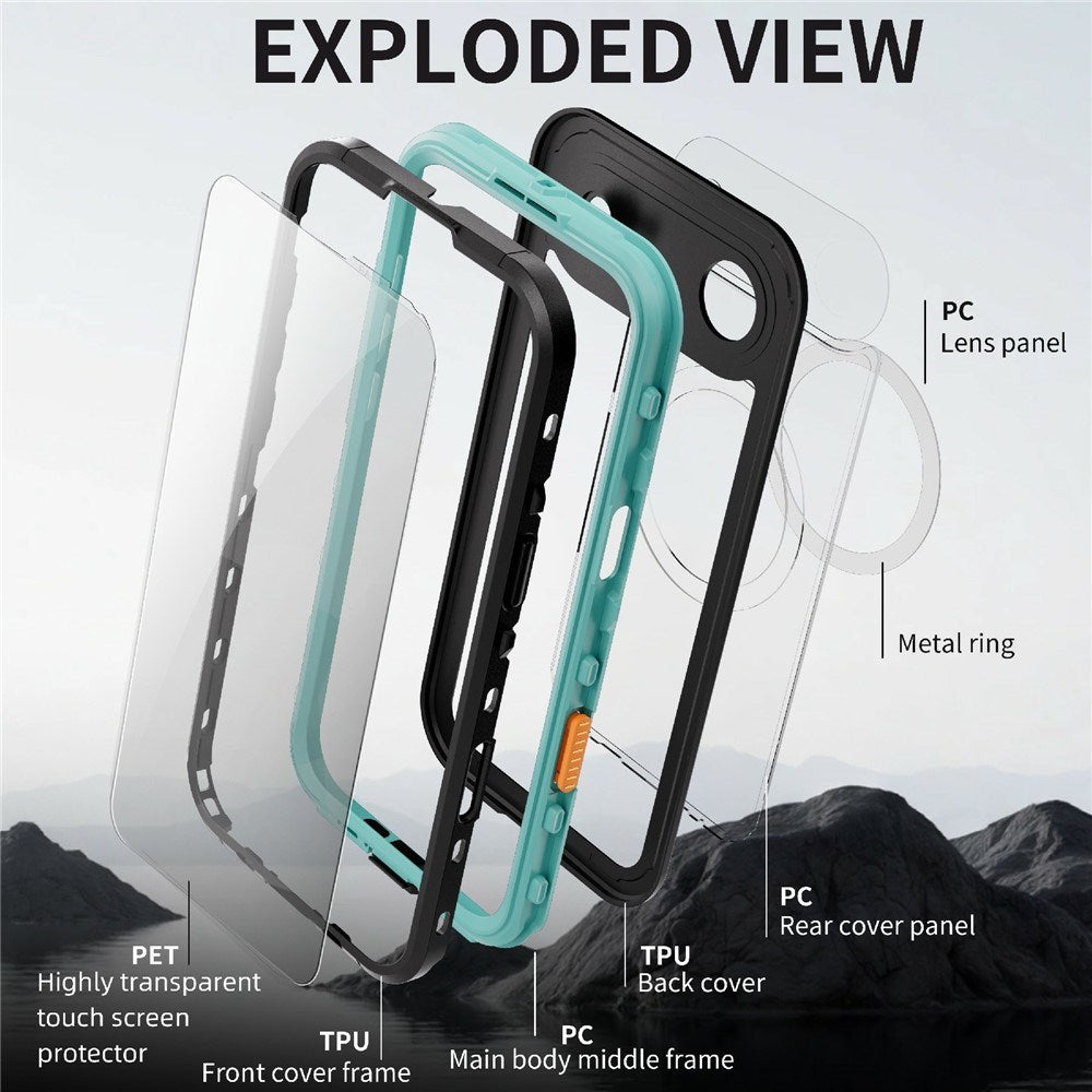EIDERWOOD iPhone Air Waterproof Craftsman Case with Screen Protector & Strap - MagSafe Compatible - Black