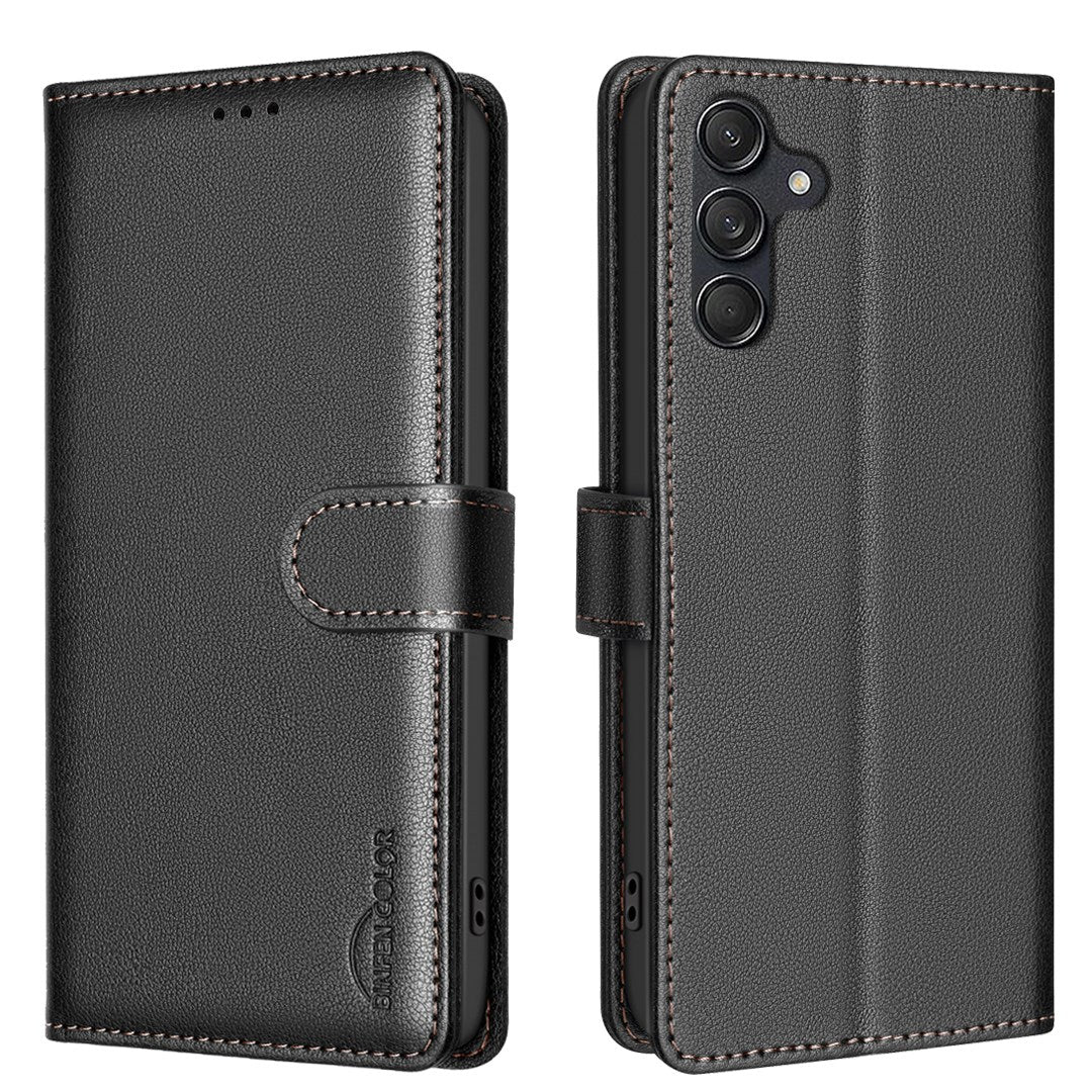 EIDERWOOD Samsung Galaxy S25 FE Faux Leather Flip Case with Stand Function & Card Holder - Black