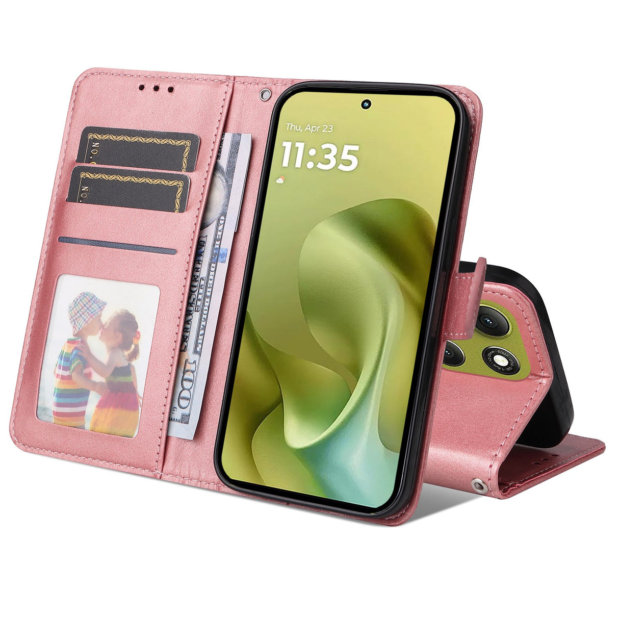 EIDERWOOD Motorola Moto G86 / G86 Power Faux Leather Flip Case with Strap - Pink