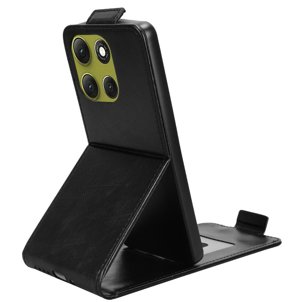 EIDERWOOD Motorola Moto G86 Power Vertical Faux Leather Flip Case with Card Holder & Stand Function - Black