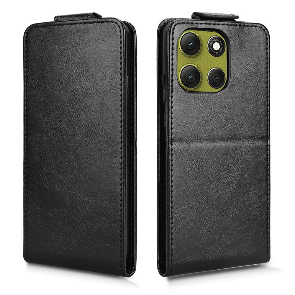 EIDERWOOD Motorola Moto G86 Power Vertical Faux Leather Flip Case with Card Holder & Stand Function - Black