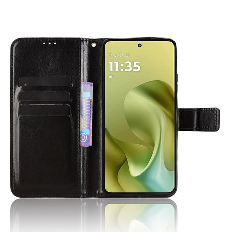EIDERWOOD Motorola Moto G86 Power Faux Leather Flip Case with Card Holder & Stand Function - Black