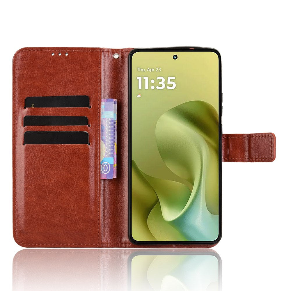 EIDERWOOD Motorola Moto G86 Power Faux Leather Flip Case with Card Holder & Stand Function - Brown