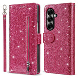 EIDERWOOD Samsung Galaxy Z Fold7 Glitter Flip Case with Wallet & Strap - Pink