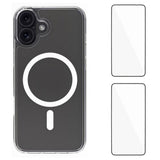iPhone 17 Hybrid Case incl. 2 x Screen Protector - MagSafe Compatible - Transparent / White