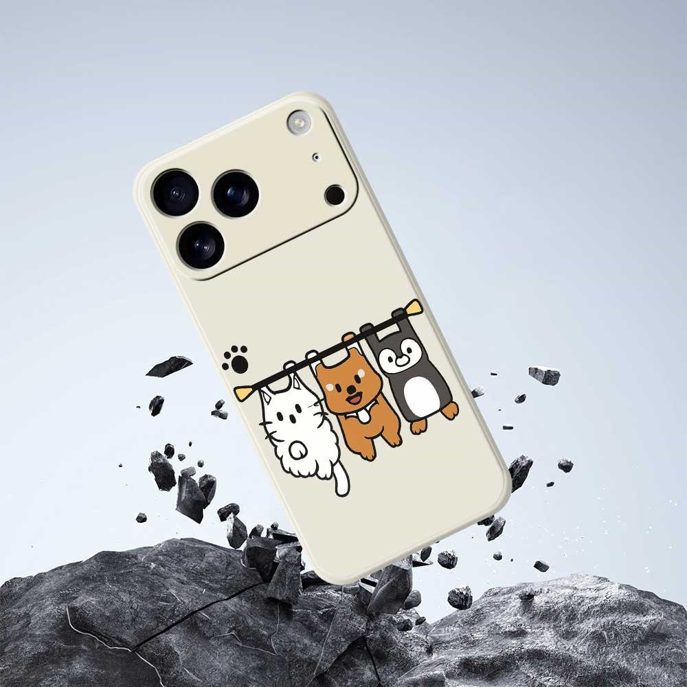 iPhone 17 Pro Flexible Plastic Case with Animal Pattern - Beige
