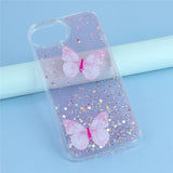 EIDERWOOD iPhone 16e Flexible Plastic Case with Butterflies - Transparent / Pink