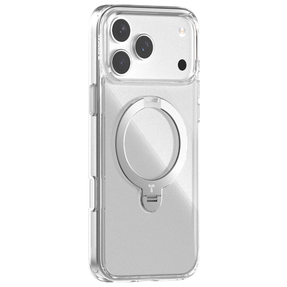 TORRAS iPhone 17 Pro Ostand Spin Hybrid Case with Rotating Kickstand - MagSafe Compatible - Transparent