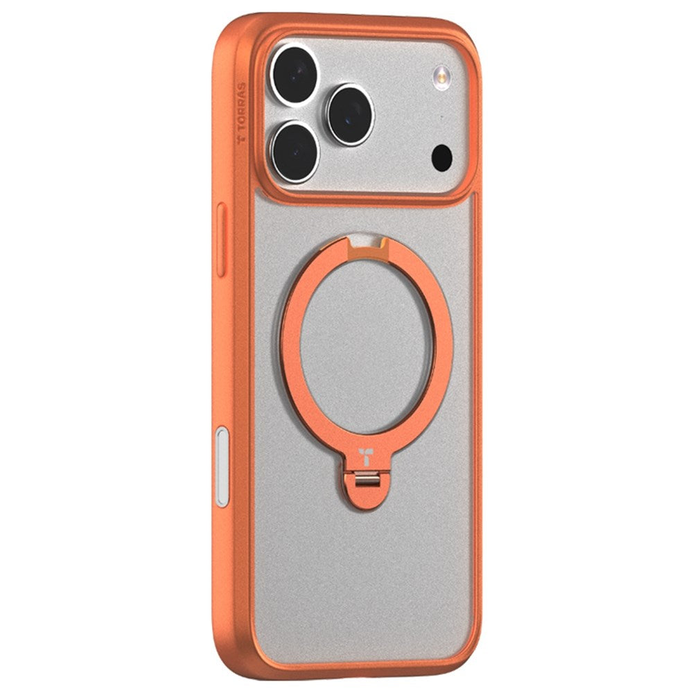 TORRAS iPhone 17 Pro Max Ostand Spin Hybrid Case with Rotating Kickstand - MagSafe Compatible - Orange