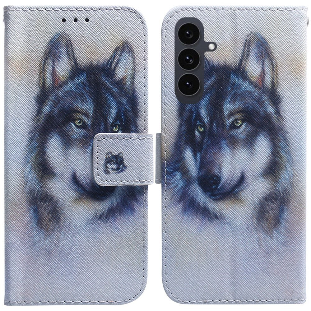 EIDERWOOD Samsung Galaxy S25 FE Faux Leather Flip Case with Design - Wolf