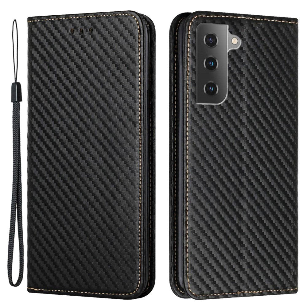 Samsung Galaxy S23 Carbon Flip Cover w. Wallet & Kickstand - Black