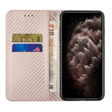 Samsung Galaxy S23 Carbon Flip Cover w. Wallet & Kickstand - Rose Gold