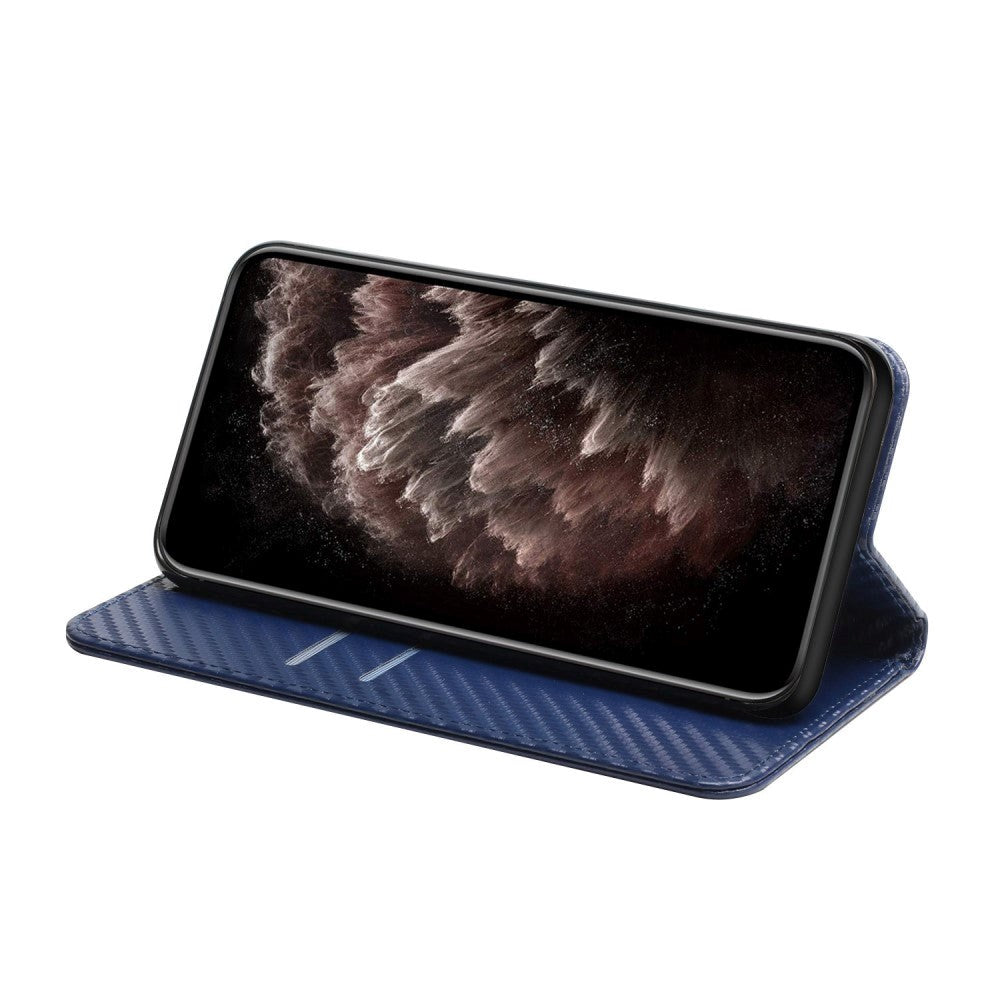 Samsung Galaxy S23 Carbon Flip Cover w. Wallet & Kickstand - Blue