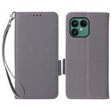 Fairphone (Gen. 6+ / Gen. 6) EIDERWOOD Artificial Leather Flip Case with Strap - Grey