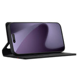 iPhone 18 Pro / 17 Pro LC.IMEEKE Artificial Leather Flip Case with Carbon Fiber - Black / Red Horizontal Stripe