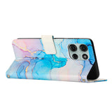 EIDERWOOD Motorola Moto G56 Marble Patterned Faux Leather Flip Case with Strap - Pink / Blue