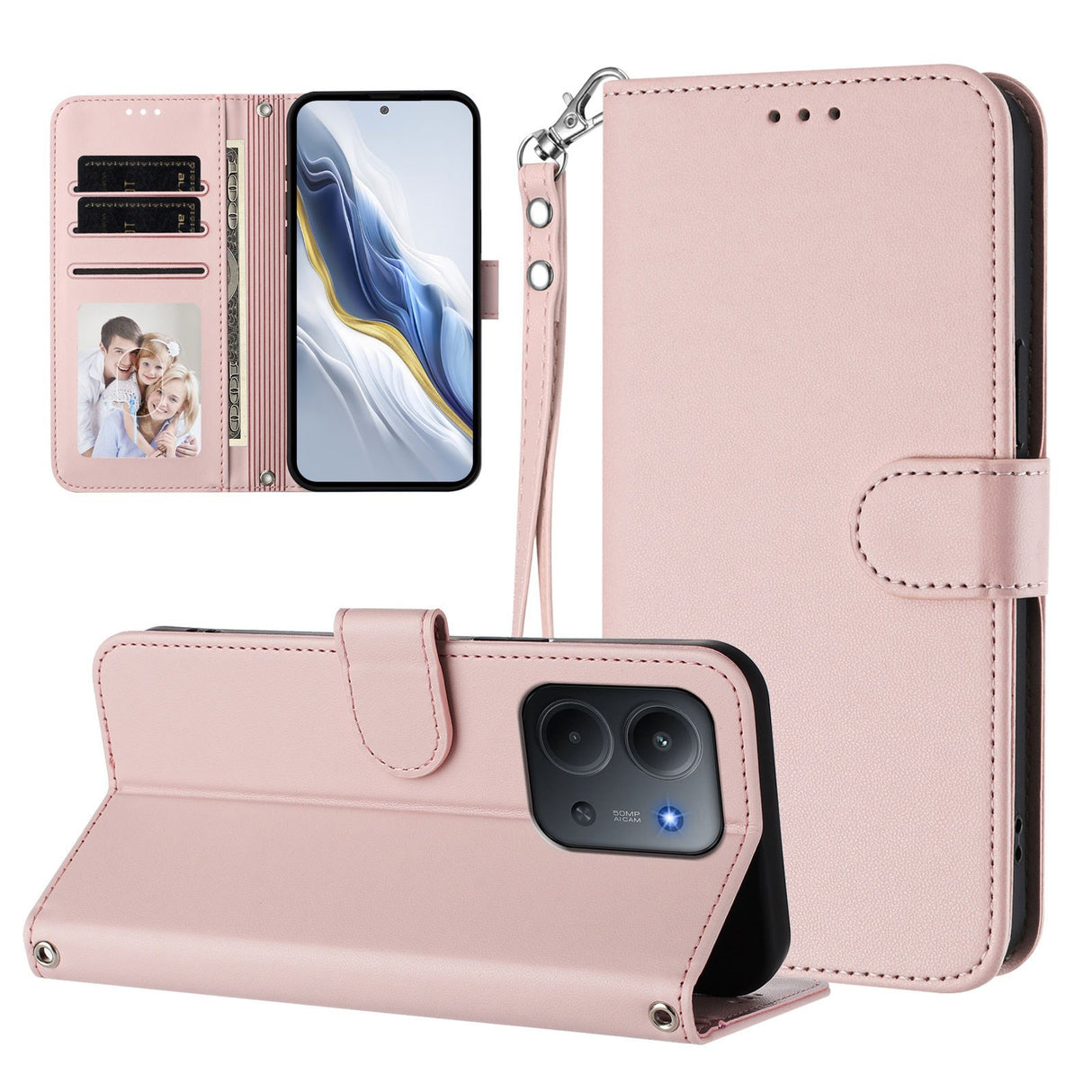 Xiaomi Redmi 15C (5G) / (4G) EIDERWOOD Flip Case with Card Holder & Stand Function - Pink
