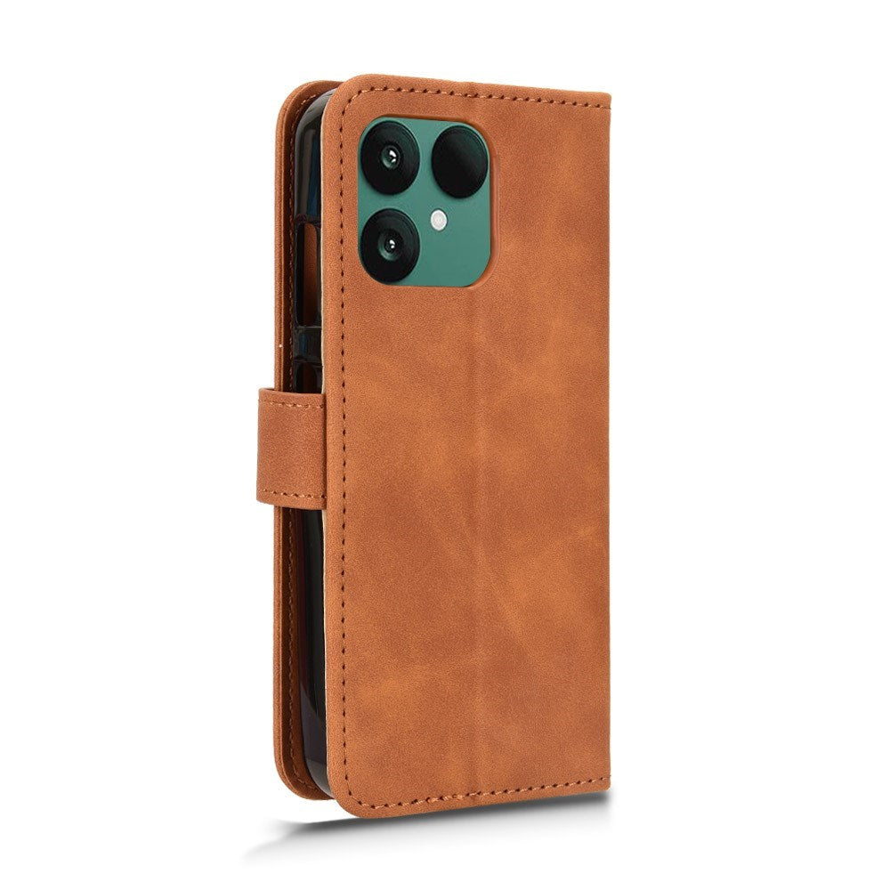 Fairphone 6 EIDERWOOD Faux Leather Flip Case with Card Holder & Stand Function – Brown