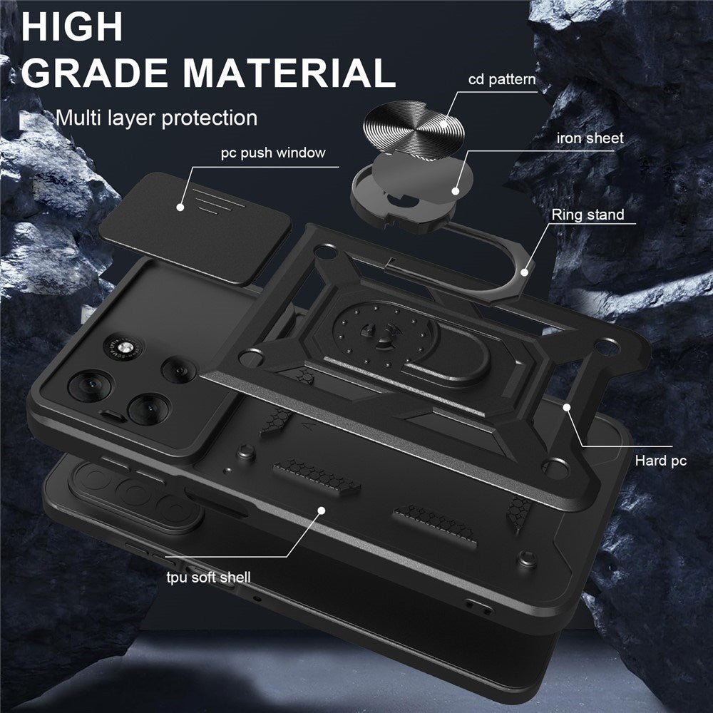 EIDERWOOD Motorola Moto G56 Hybrid Craftsman Case with Kickstand & Cam Slider - Silver