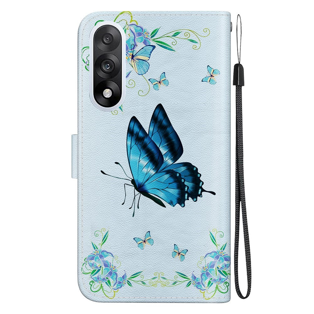 EIDERWOOD OnePlus Nord 5 Faux Leather Flip Case with Card Holder & Strap - Blue Butterfly