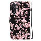EIDERWOOD OnePlus Nord 5 Faux Leather Flip Case with Card Holder & Strap - Plum Tree with Flowers