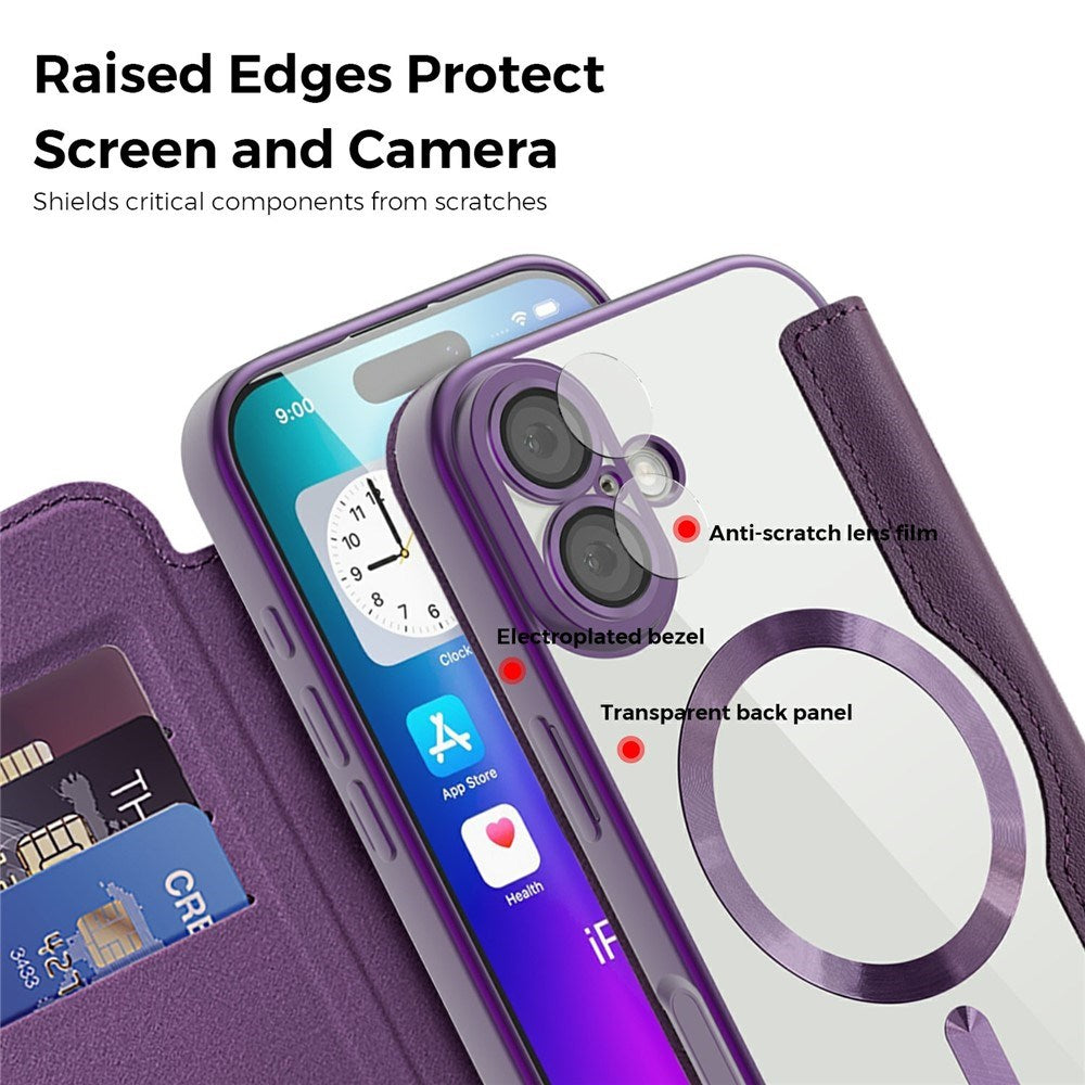 EIDERWOOD iPhone 17 Flip Case with Transparent Back - MagSafe Compatible - Purple