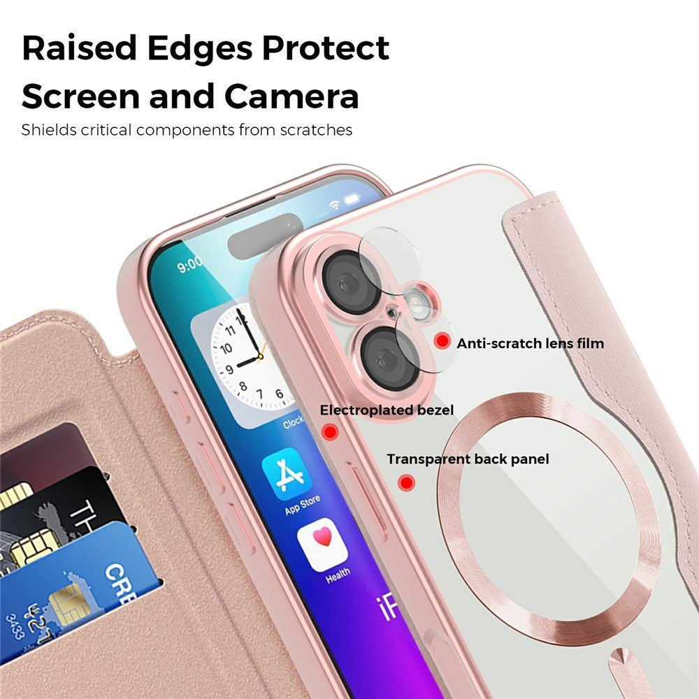 EIDERWOOD iPhone 17 Flip Case with Transparent Back - MagSafe Compatible - Pink