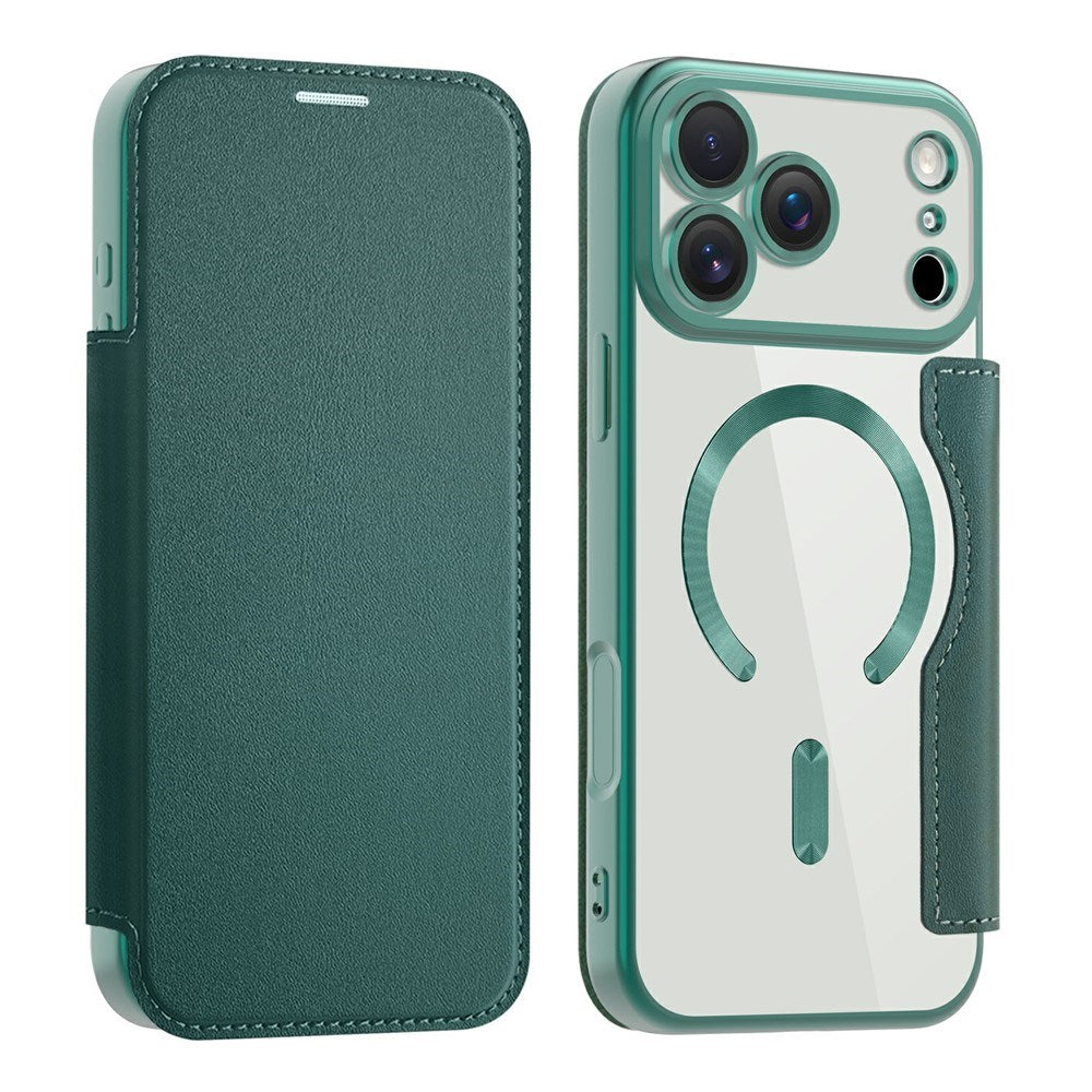 EIDERWOOD iPhone 17 Pro Flip Case with Transparent Back - MagSafe Compatible - Green