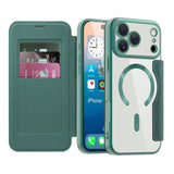 EIDERWOOD iPhone 17 Pro Flip Case with Transparent Back - MagSafe Compatible - Green