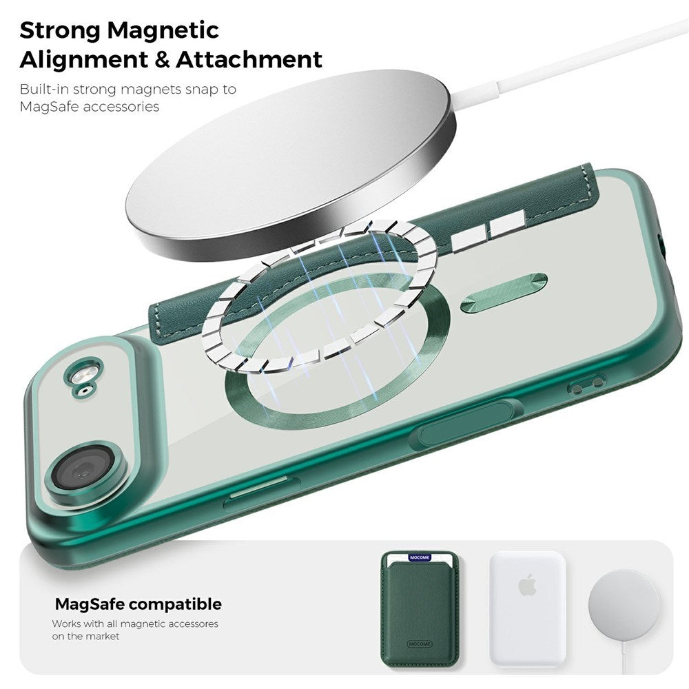 EIDERWOOD iPhone Air Flip Case with Transparent Back - MagSafe Compatible - Green