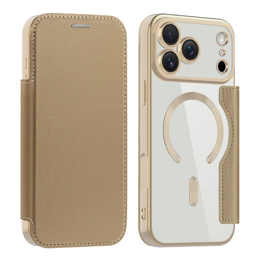 EIDERWOOD iPhone 17 Pro Max Flip Case with Transparent Back - MagSafe Compatible - Gold