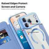 EIDERWOOD iPhone 17 Pro Max Flip Case with Transparent Back - MagSafe Compatible - Light Blue