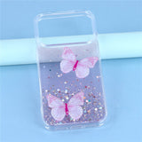 EIDERWOOD iPhone 17 Pro Flexible Plastic Case with Butterflies - Transparent / Pink