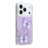 EIDERWOOD iPhone 17 Pro Flexible Plastic Case with Butterflies - Transparent / Purple