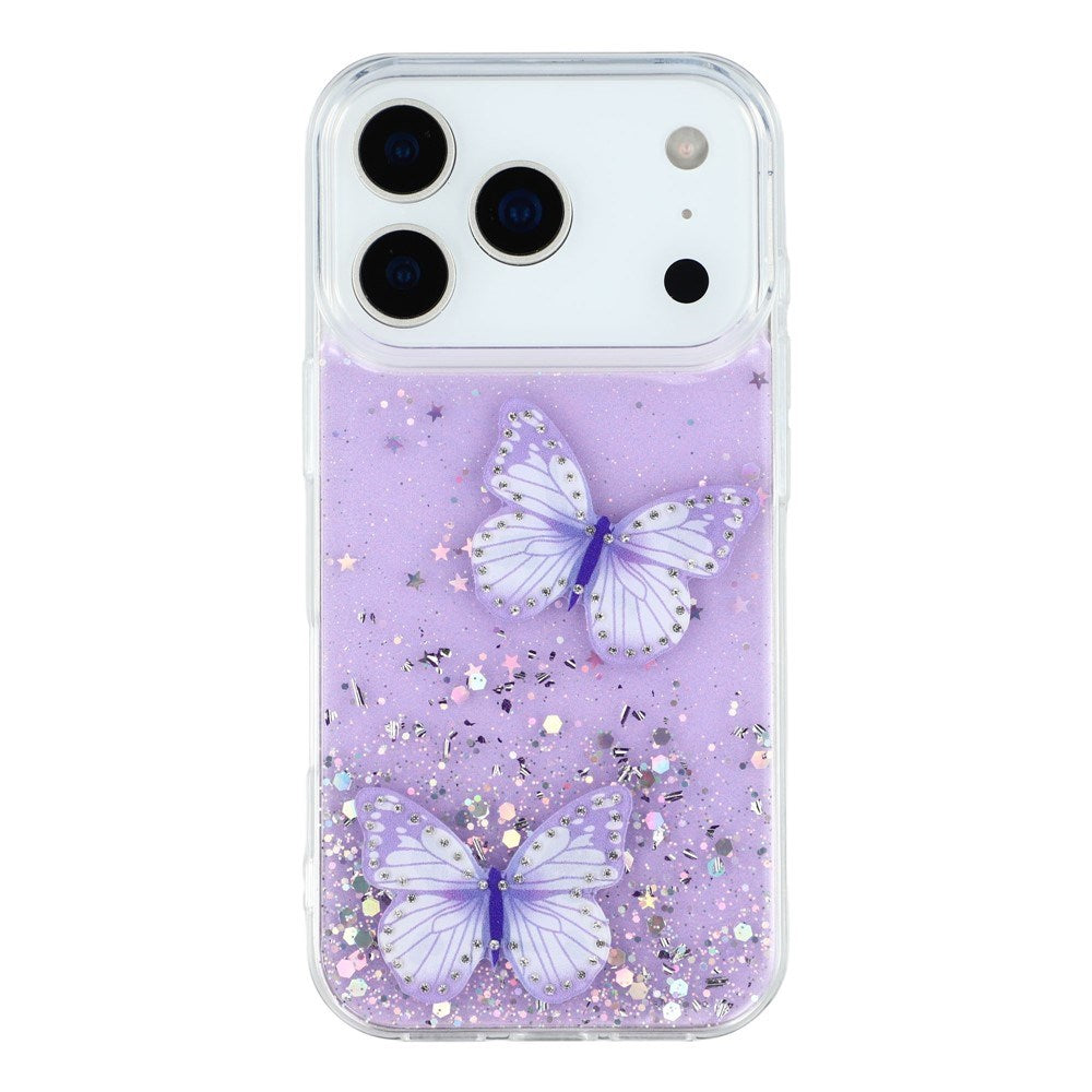 EIDERWOOD iPhone 17 Pro Max Flexible Plastic Case with Butterflies - Transparent / Purple