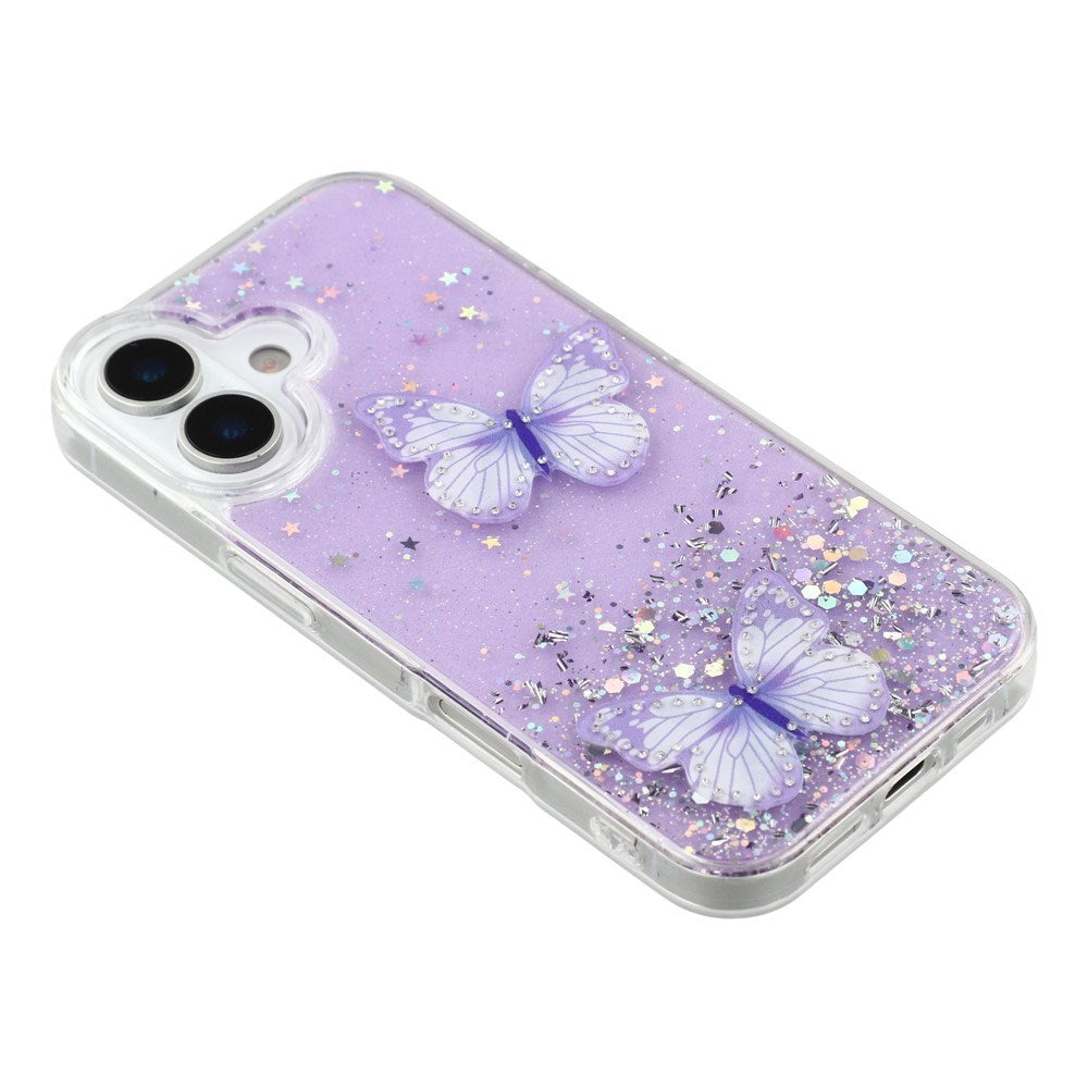 EIDERWOOD iPhone 17 Flexible Plastic Case with Butterflies - Transparent / Purple